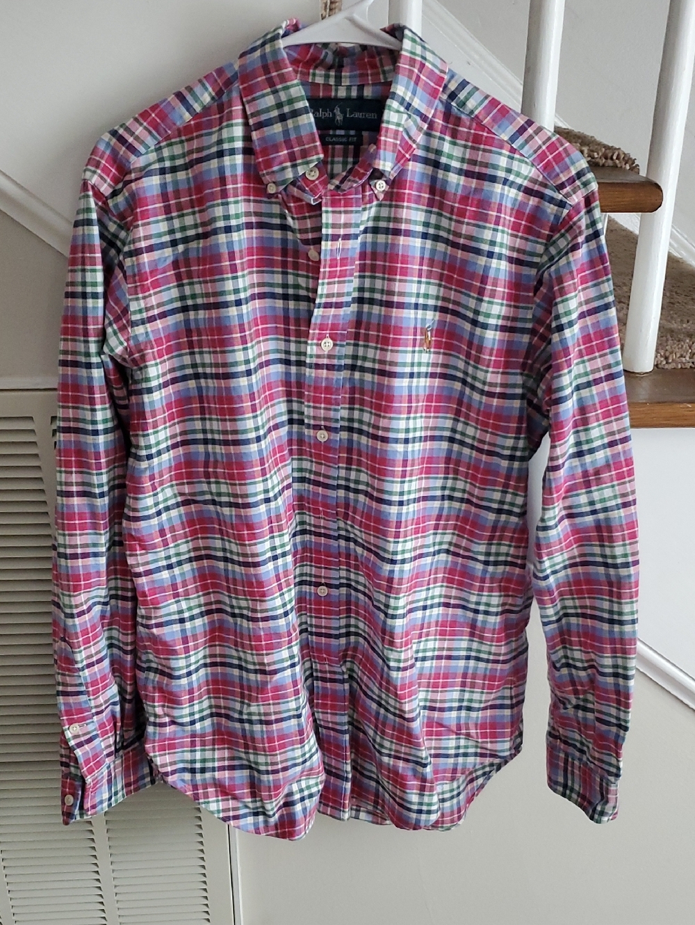Ralph Lauren Plaid Button-Down Shirt in Pink, Blue & Green
